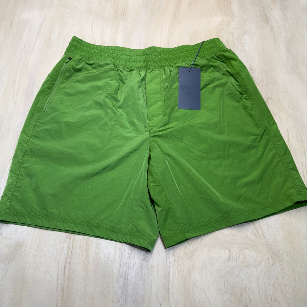 VRST All-In Unlined 7 Inch Water Repellent Zippered Pocket Mens Shorts Green M‎